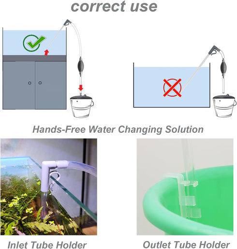 Compact Aquarium Siphon Vacuum and Water Changer Kit with Cleaning Brush for Small Fish Tanks