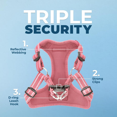 Best Pet Supplies Voyager Adjustable Dog Vest Harness - No Pull, Breathable for Small, Medium, Large Dogs, Pink, M