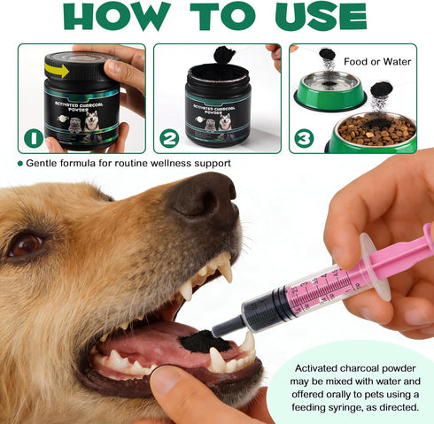 NIFEISHI 120g Activated Charcoal for Dogs & Cats Powder for Digestive Health & Normal Stool Single Ingredient, Non-GMO