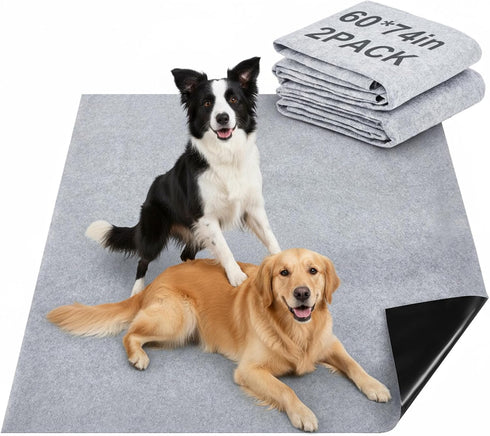 Shinylin 2 Pack Extra Large 60"x74" Reusable Dog Mat Jumbo Waterproof Absorbent Non-Slip