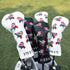 Golf Head Covers - Driver, 3 Wood, Hybrid, USA Flag Design, Leather Headcovers