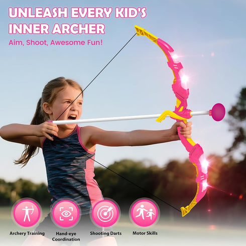 2 Pack 4 1 Set 20 5-12 VATOS Bow and Arrow Toy with LED Light - in Archery & Dart Game with Suction Cup Arrows, Mermaid