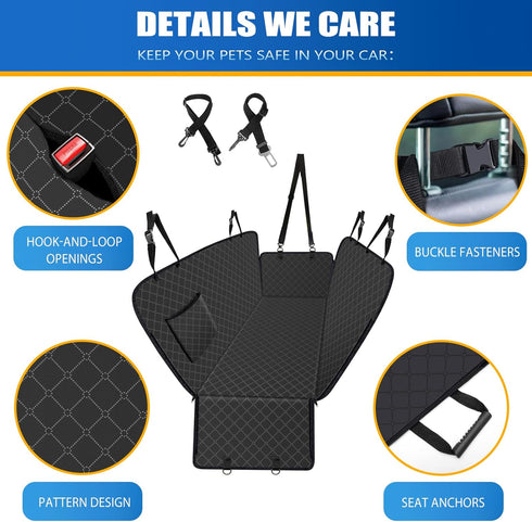 WoofKnows Hammock 54"x 58", Dog Car Seat Cover for Back Seat with Storage Pocket Dog Protects Against Dirt Seat Covers