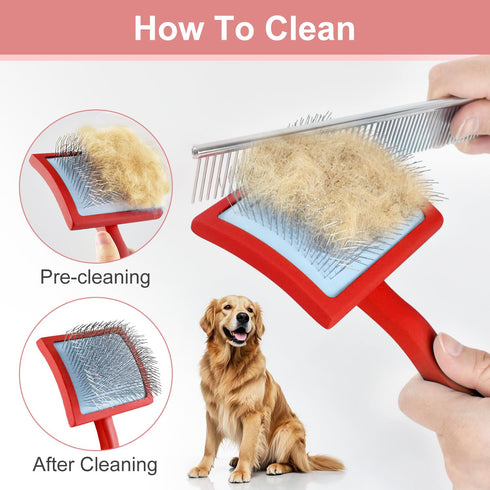 Slicker Brush for Dogs, Slicker Brush for Doodles Long Haired Dog, Goldendoodle Long Pin Detangler for Dematting, Dog