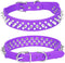 Spiked Dog Collar, Adjustable PU Leather Pet Collars with Mushrooms Rivet Studded for Cats, Puppy Dogs (M, Purple)
