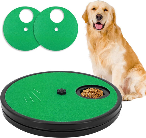 3 in 1 Rotatable Round Dog Nail Scratch Board with Treats Compartment, Stress-Free Scratch Pad for Dogs (Green)