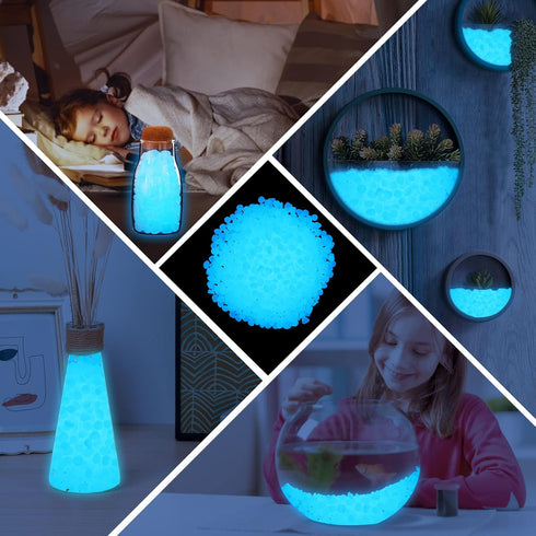 1000PC Glow in The Dark Stones Glowing Rocks Luminous Pebbles for Outdoor Decor,Garden Yard,Fish Tank,Walkway,Pathway,Aquarium(Blue)