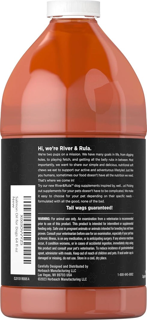 Horbaach Salmon Oil for Dogs 64 fl oz with Pump - Supports Healthy Skin and Coat, Omega 3