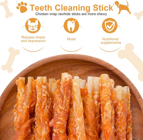 1lb Chicken Wrapped Rawhides for Dogs Treats Puppy Training Snacks Sticks Dog Rawhide Chews All Natural Dog Treats