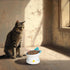 Cute Ceramic Raised Cat Bowls, Elevated Design, 15° Tilted Feeder, Protect Cat's Spine, Anti Vomiting Bowl for Flat
