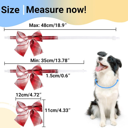 Segarty Dog Bowtie, 50pcs Adjustable Dog Bow Ties for Medium Large Dogs, Cute Plaid Neckties Grooming Accessories