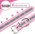 Reflective Dog Collar with Cute Paw Rivet Studded, Soft PU Leather Adjustable for Small Medium Large Dogs Cats, Pink,