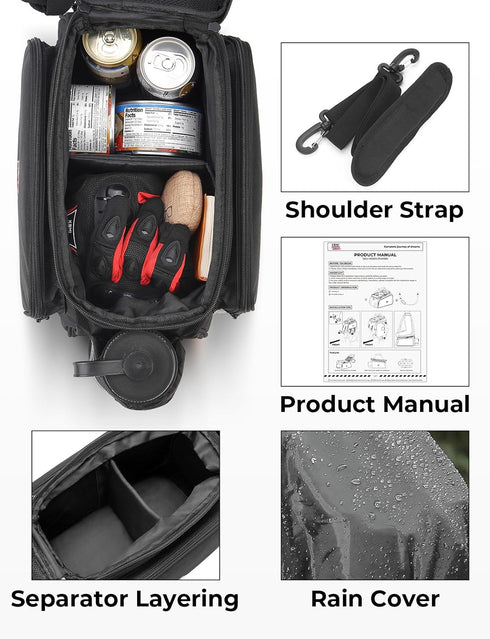 KEMIMOTO 20L Capacity Bike Rear Rack Bag, Water Resistant Bicycle Pannier with Rain Cover