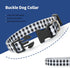 Mile High Life Lightweight Cute Puppy Dog Collar, Soft Geometric Plaid Wave Line Pattern, Black/White, Large
