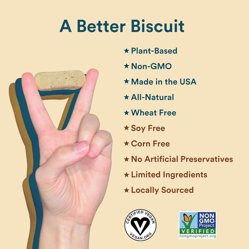 Benefit Biscuits, All Natural Dog Treats, Certified Vegan, Non GMO, Wheat Free, Healthy Dog Biscuits, 7oz