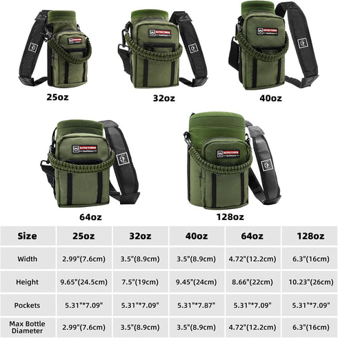 25/32/40oz 2 NATURE PIONEOR Water Bottle Holder with Adjustable Strap - Insulated Water Bottle Carrier Sling Sleeve