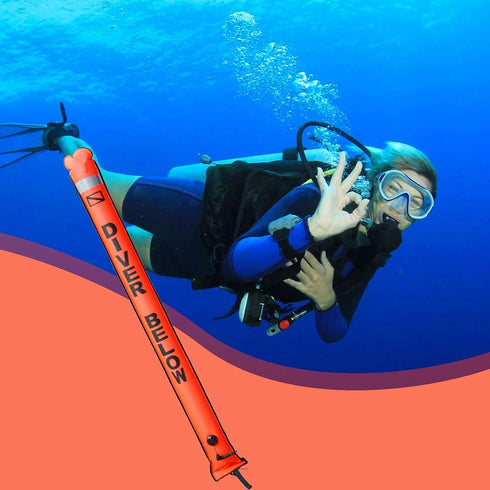 Generic Dive Marker Buoy | Portable Safety Sausage | High Visibility Signal Flag Tube with Reflective Strip, Diving