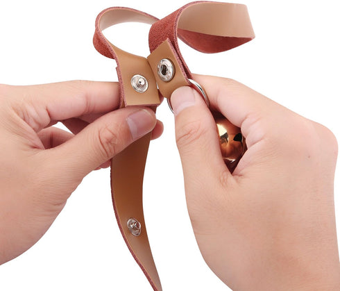 Leather Dog Doorbells for Door Knob, Adjustable Brass Potty Training Bells for Puppy to Go Outside, Easy Dog Door Bell