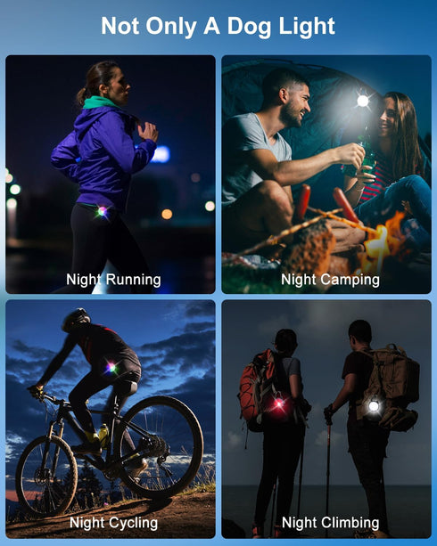 Dog Lights for Night Walking, 2 Pack Rechargeable Clip On Safety Light for Nighttime, IP68 Waterproof (Black)