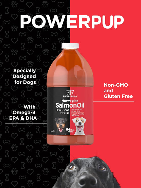 Horbaach Salmon Oil for Dogs 64 fl oz with Pump - Supports Healthy Skin and Coat, Omega 3