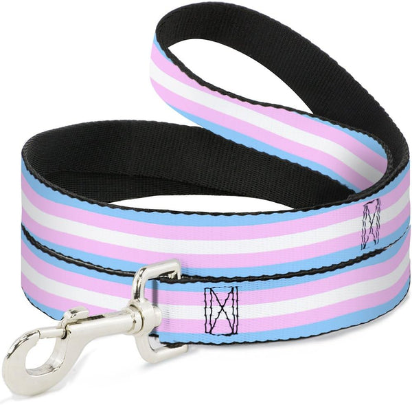 Dog Leash 4 Feet Long, 1.0 Inch Wide, Flag Transgender, Baby Blue, Baby Pink, White
