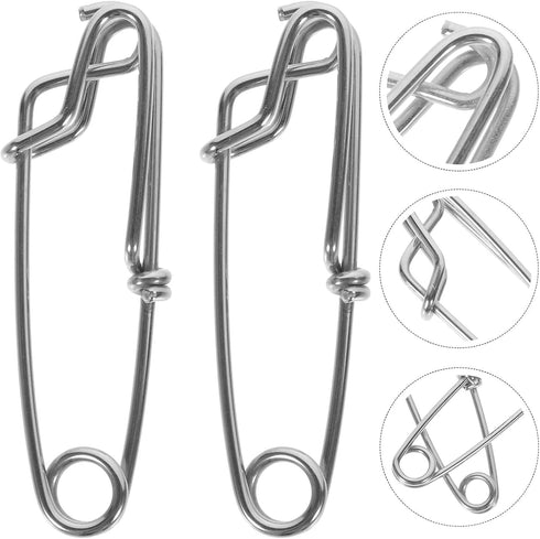12pcs Stainless Steel Fishing Snap Clips Heavy-Duty Anti-Rust Tuna Snap Connectors High Strength Longline Fishing Lure