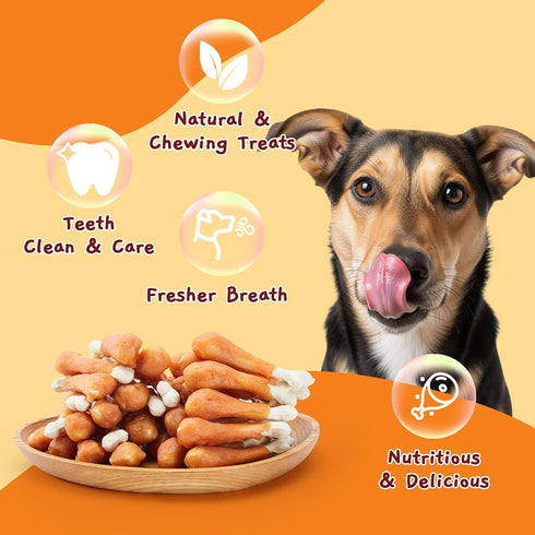 21.2 oz Jungle Calling Chewy Chicken Dog Treats Real Chicken Calcium Bone, Rawhide Free, Teeth Clean & Breath Fresh Dog