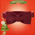 Elegant Little Tail Christmas Dog Collar with Bow, Herringbone Red Black Cotton Durable Bowtie Collar