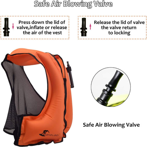 OMOUBOI Inflatable Snorkel Vest - Portable Buoyancy Jacket for Adults Snorkeling and Water Sports