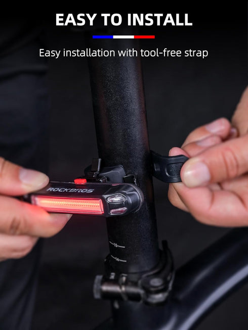 ROCKBROS USB Rechargeable LED Bike Tail Light, 6 Modes IPX4 Rear Light for Night Riding