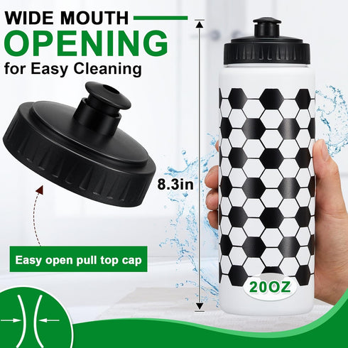 Yaomiao 12 Pcs 20 oz Soccer Water Bottle for Boys, Reusable BPA Free Squeeze Bottles
