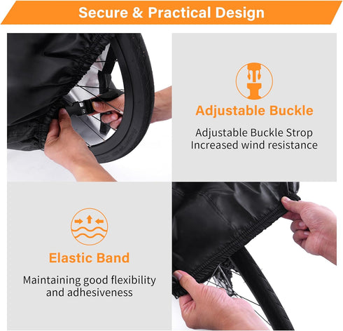 Waterproof Bike Cover for 2 or 3 Bikes, Heavy Duty Outdoor Bicycle Covers with Lock Holes & Storage Bag
