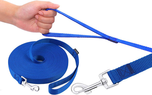AmaGood Dog/Puppy Obedience Recall Training Agility Lead - 15 ft, 20 ft, 30 ft, 50 ft Long Leash, Blue
