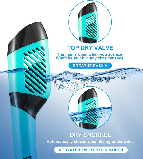 Swimming Aegend Snorkeling Gear for Adults Youth Kids, Snorkel Mask with Top Dry Valve - Panoramic View Anti-Leak