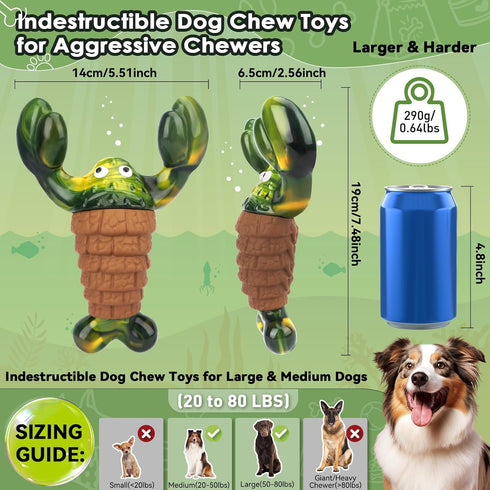 Squeaky Dog Toys for Aggressive Chewers, Interactive Chew Toys for Large Dogs, Indestructible Tough Toys