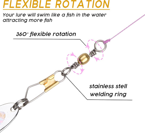Snap Swivels Fishing Kit - Barrel Swivels with Safety Snap Connector for Saltwater, Freshwater Fishing Gear