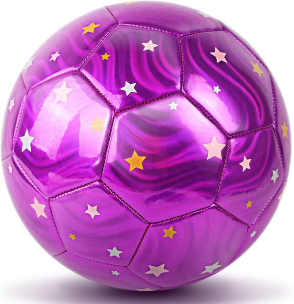 Size 4 Glitter Soccer Ball for Girls, Beginners Sports Training Ball for Outdoor Recreation