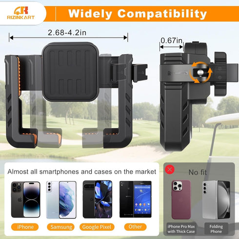 RIZINKART N52 360 Golf Cart Phone Holder Magnetic, Compatible with EZGO/Club Car/Yamaha,with Upgrade Magnets