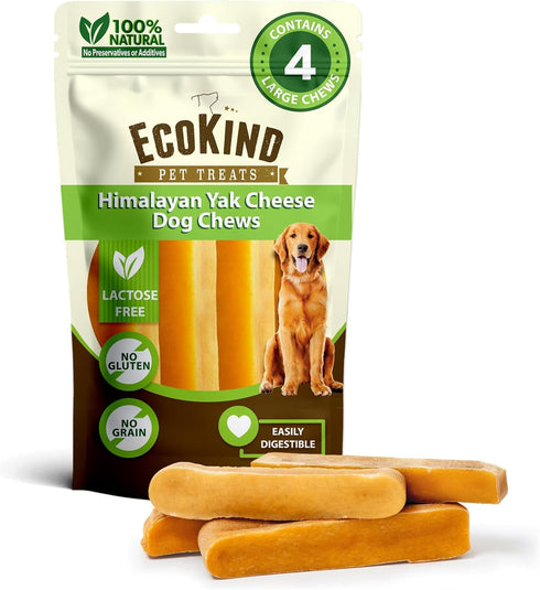 EcoKind Yak Cheese Himalayan Dog Chews, Yak Chews for Large Dogs, Long