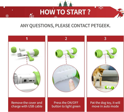 PETGEEK Interactive Dog Toys, Durable Motion Activated Automatic Dog Bone for Medium & Large Dogs
