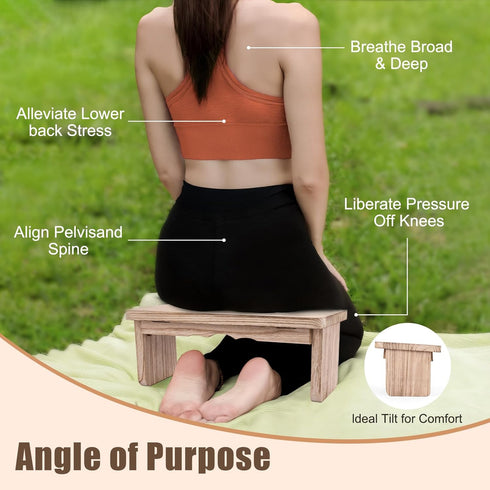 Meditation Bench - Yoga Bench,Wooden Zen Meditation Stool Kneeling Bench for Mindfulness Practice Tea Ceremony