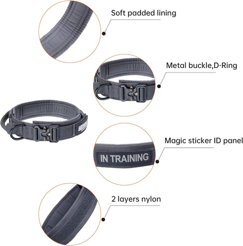 EXCELLENT ELITE SPANKER Tactical Dog Collar, Nylon Adjustable Training Collar for Medium & Large Dogs