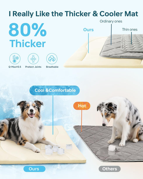 Babygreat 59" 40" Summer X-Large(59" 40")) Dog Cooling Mat, x Reversible Self-Cooling Mat for Medium Dogs, Arc-Chill