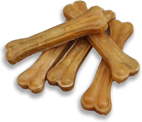 5-Pack of Premium Compressed Rawhide Bones for Dogs - Long Lasting 100% All Natural Bones for Aggressive Chewers, Large