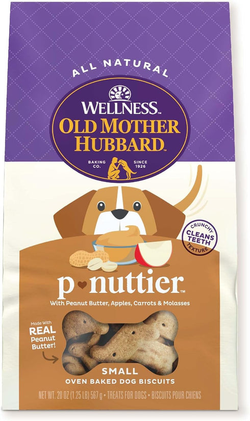 Wellness Old Mother Hubbard Classic P-Nuttier Natural Dog Treats, Crunchy Oven-Baked Biscuits, 20 Ounce Bag