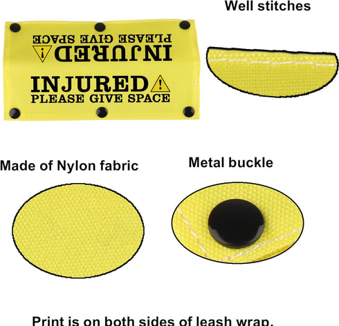 Funny Dog Leash Sleeve, Injured Please Give Space Dog Leash Wrap Sleeve Alert Tag for Pet Birthday Gift (Injured