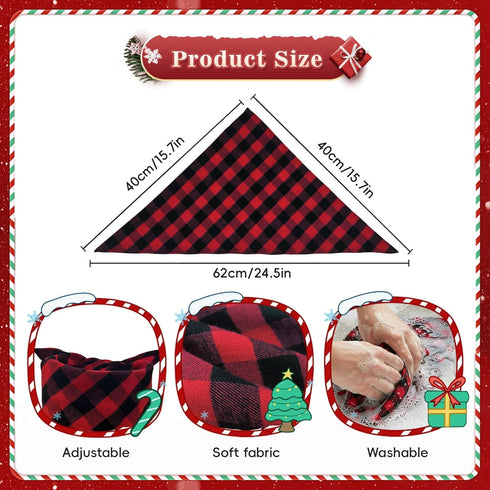 4th 2 Pack Set of July Dog Bandanas, Classic Reversible Red Green Plaid Plaid Pet Bandana Dog Birthday Bandana for Boy