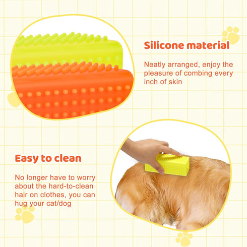2pcs Silicone Pet Hair Brushes - Convenient Block Roller Cleaner for Carpets, Portable Carpet Cleaner Roller (Yellow &