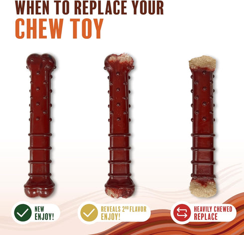 Nylabone Power Chew Classic Bone Chew Toy for Dogs, Durable for Aggressive Chewers, Bacon & Steak Flavor,