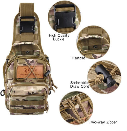 Backpack, Backpack Qcute Tactical Waterproof Military Cross-body Molle Sling Shoulder Chest Bag for Outdoor Every Day